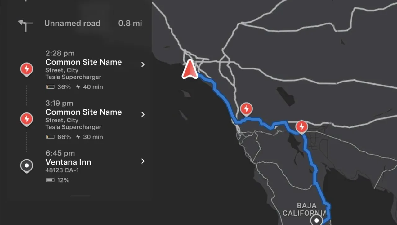 Потребителският интерфейс на Tesla Superchargers скоро ще включва подробности за улицата и града